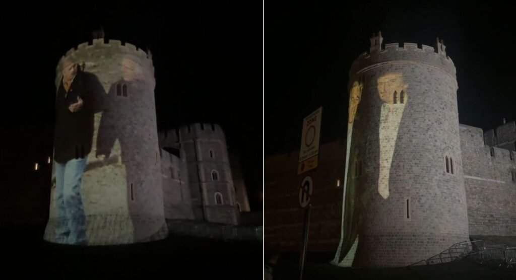 Imagini cu Donald Trump și Jeffrey Epstein au fost proiectate pe castelul Windsor (Video)