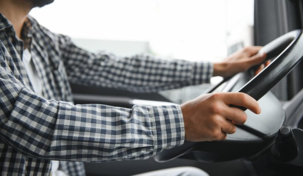 Un șofer aflat la volanul unui TIR